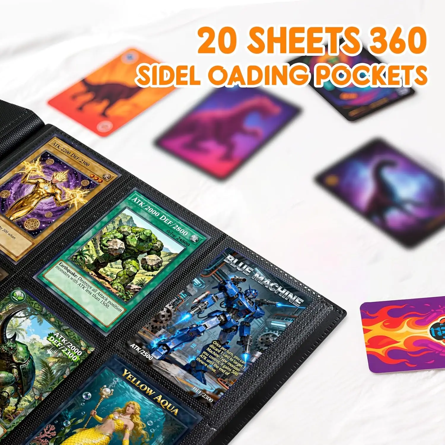 Trading Card Binder 360 Card Holder with Side Loading Sleeves for MTG TCG Sports Cards, Black