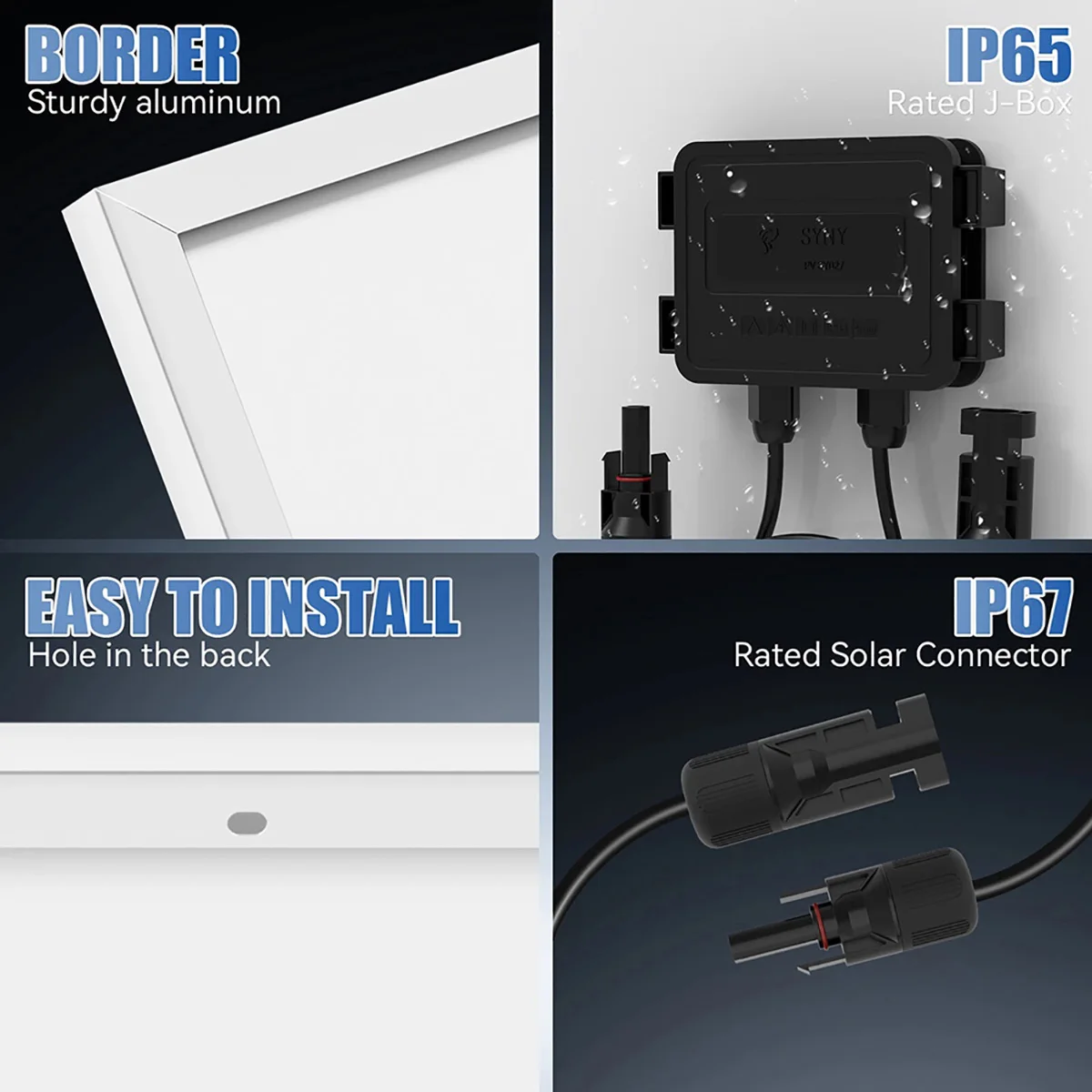 RVPOZWER 400W/200W/100W Rigid Solar Panels 18BB N-Type Mono Cells 25% High-Efficiency PV Power for Home Rooftop Camping Off Grid