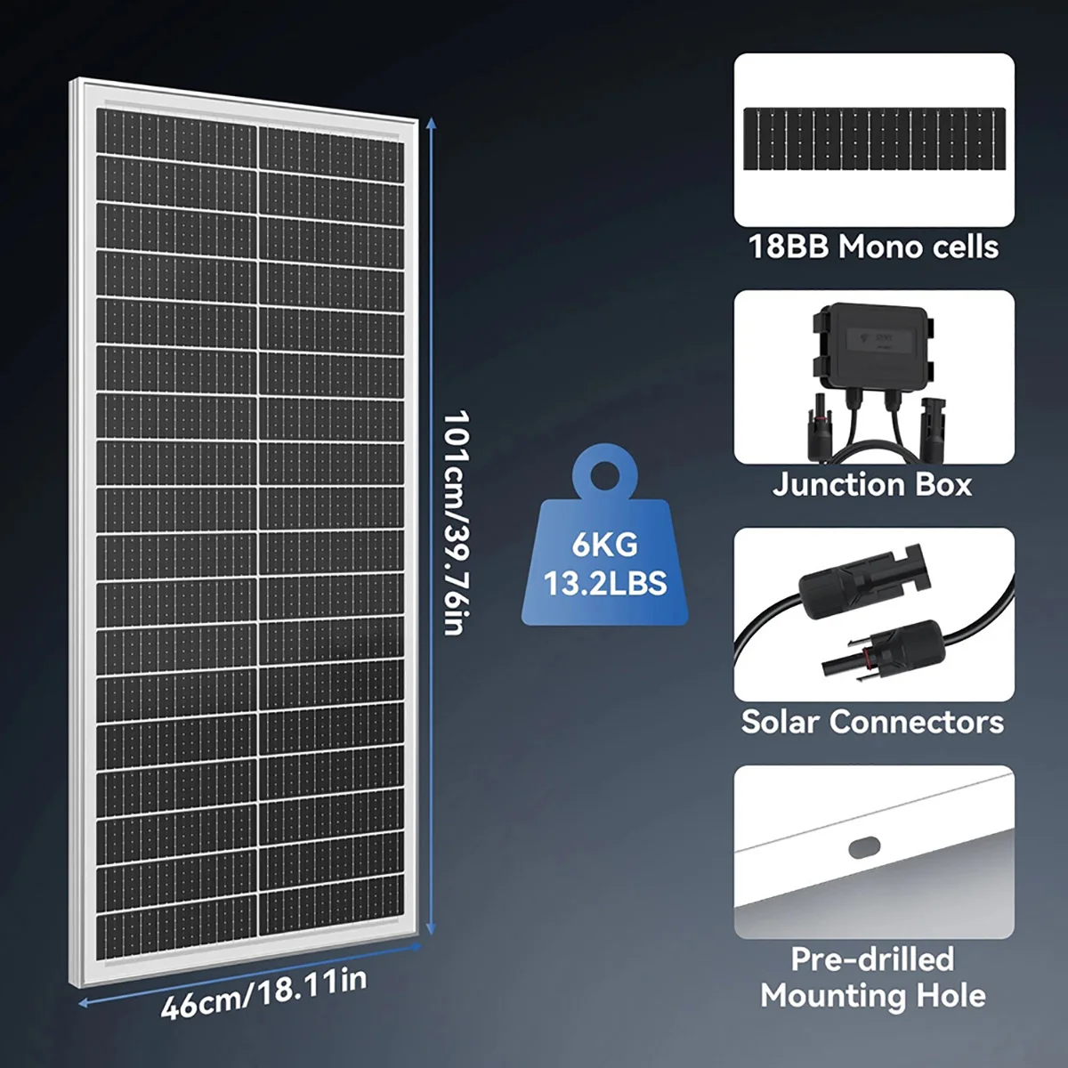 RVPOZWER 400W/200W/100W Rigid Solar Panels 18BB N-Type Mono Cells 25% High-Efficiency PV Power for Home Rooftop Camping Off Grid