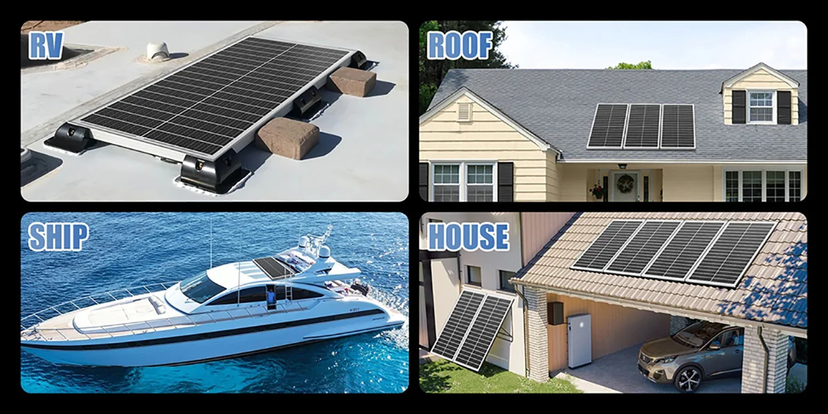 RVPOZWER 400W/200W/100W Rigid Solar Panels 18BB N-Type Mono Cells 25% High-Efficiency PV Power for Home Rooftop Camping Off Grid
