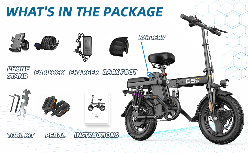 UPlee GS5 500W Peak Motor Electric Bike 48V15AH Removable Battery Electric Bicycle 14Inch Folding Multiple Shock Absorbers E-Bike