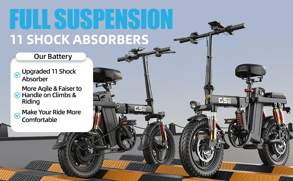 UPlee GS5 500W Peak Motor Electric Bike 48V15AH Removable Battery Electric Bicycle 14Inch Folding Multiple Shock Absorbers E-Bike