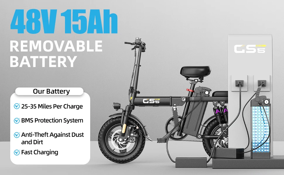 UPlee GS5 500W Peak Motor Electric Bike 48V15AH Removable Battery Electric Bicycle 14Inch Folding Multiple Shock Absorbers E-Bike
