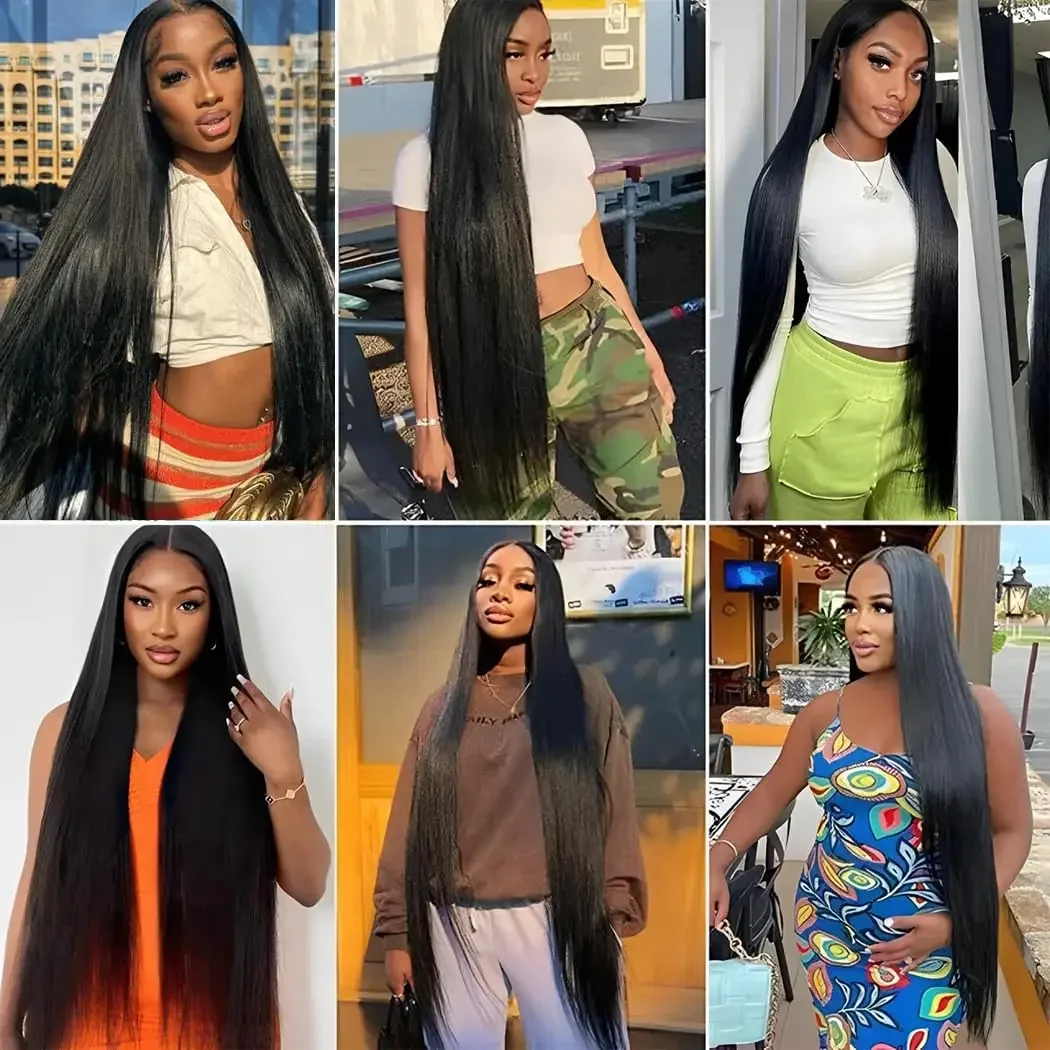 100% Quality 16A Straight Human Hair Bundles 30 34 Inch Brazilian Real Remy Weave Hair Unprocessed Double Weft Raw Hair Bundles Extensions For Women