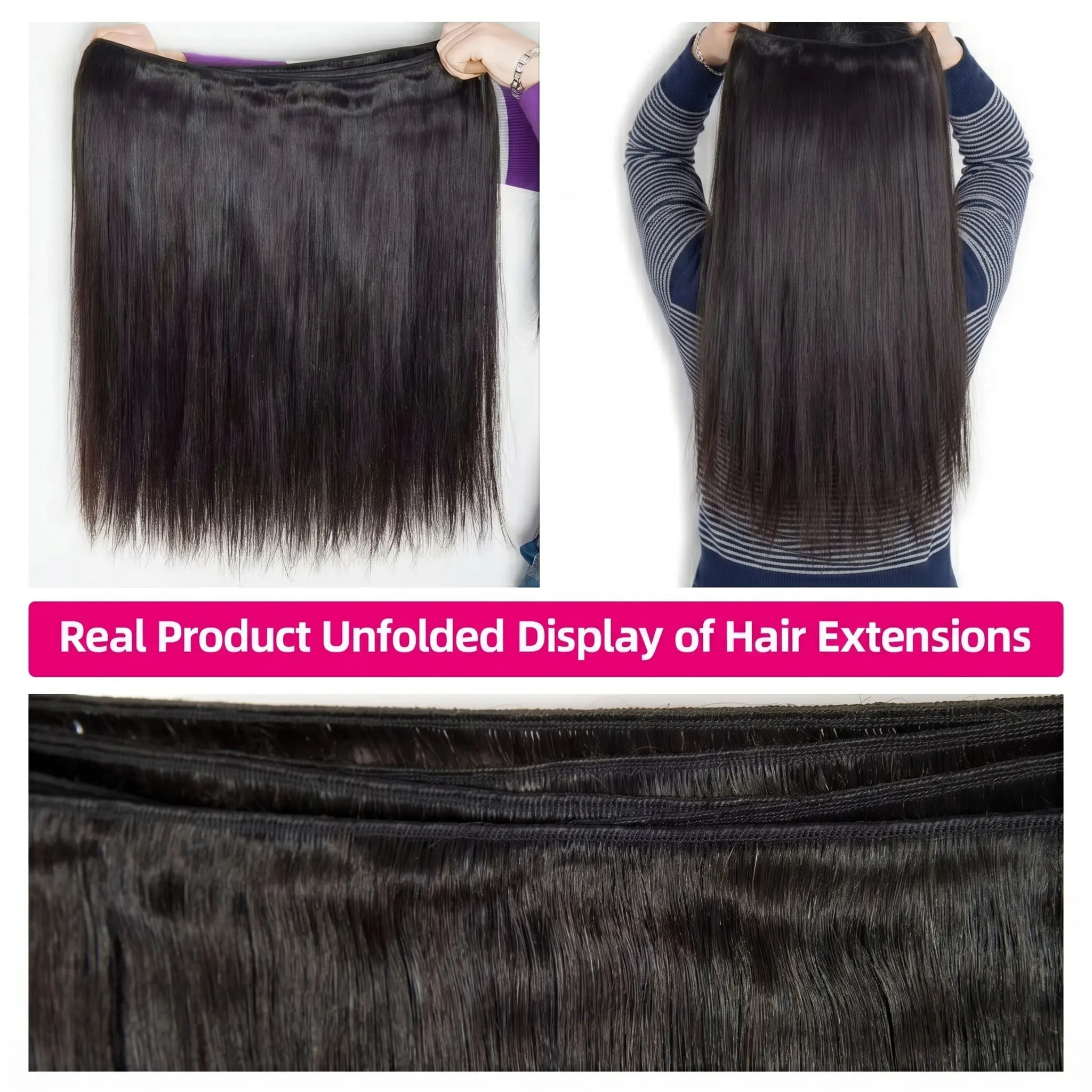 100% Quality 16A Straight Human Hair Bundles 30 34 Inch Brazilian Real Remy Weave Hair Unprocessed Double Weft Raw Hair Bundles Extensions For Women