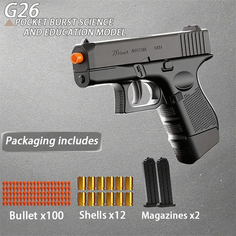 G26 toy gun, soft bullet toy gun - the perfect toy for all ages, fully accessorized, black
