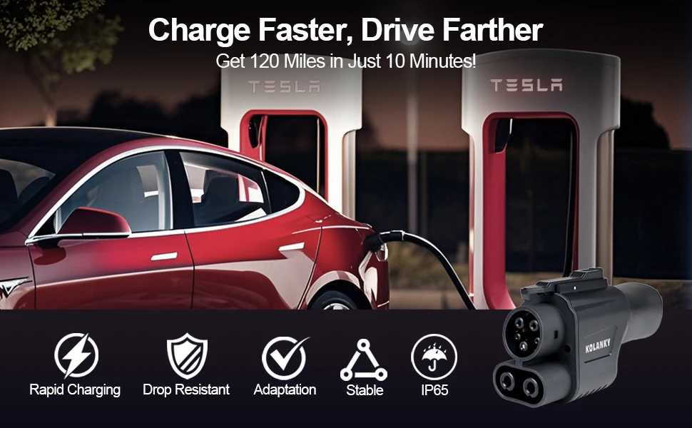 NACS to CCS1 Supercharger Adapter 500A Fast Charge EV Superchargers Fast Charging On Public Station