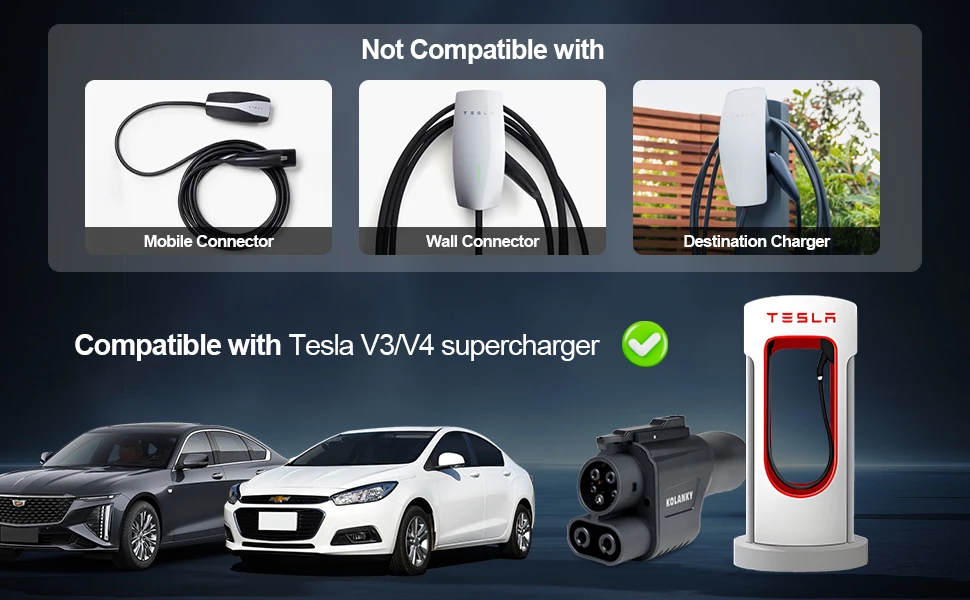 NACS to CCS1 Supercharger Adapter 500A Fast Charge EV Superchargers Fast Charging On Public Station