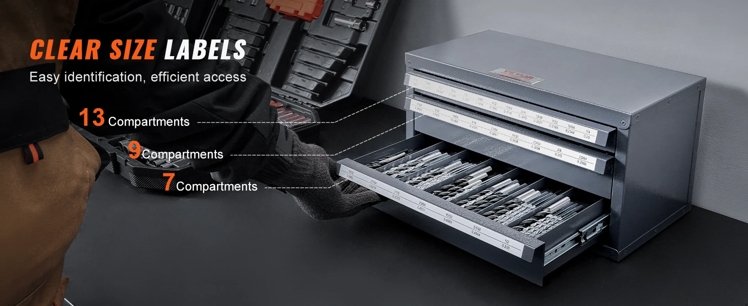 SucceBuy Steel Drill Dispenser Organizer Cabinet Storage Drill Bit Dispenser Cabinet Three-Drawer Drill Bit Organizer Cabinet