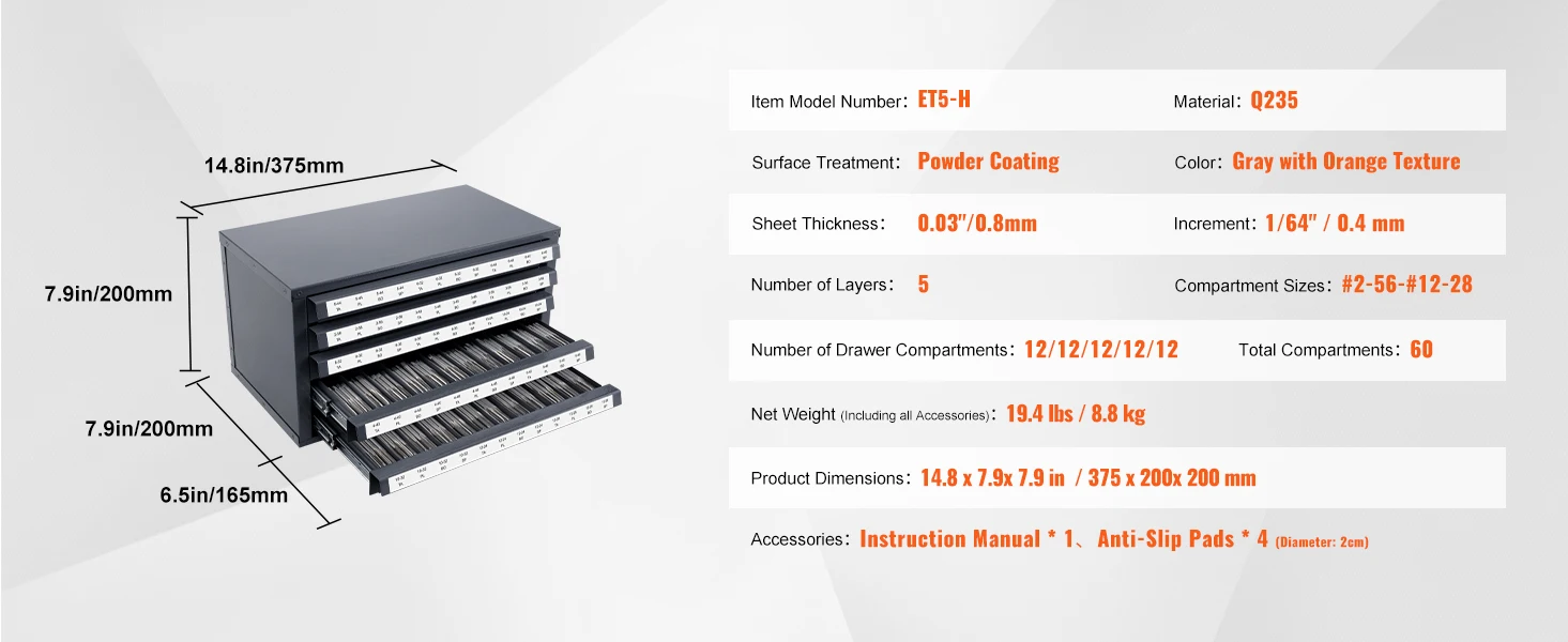 SucceBuy Steel Drill Dispenser Organizer Cabinet Storage Drill Bit Dispenser Cabinet Three-Drawer Drill Bit Organizer Cabinet