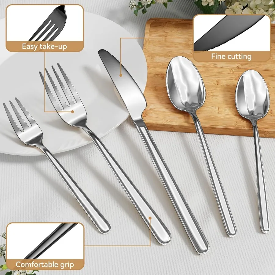 Oval 20Piece Silverware Set Forged Stainless Steel Flatware Set with European Design Mirror Polish Modern Cutlery Set Service f