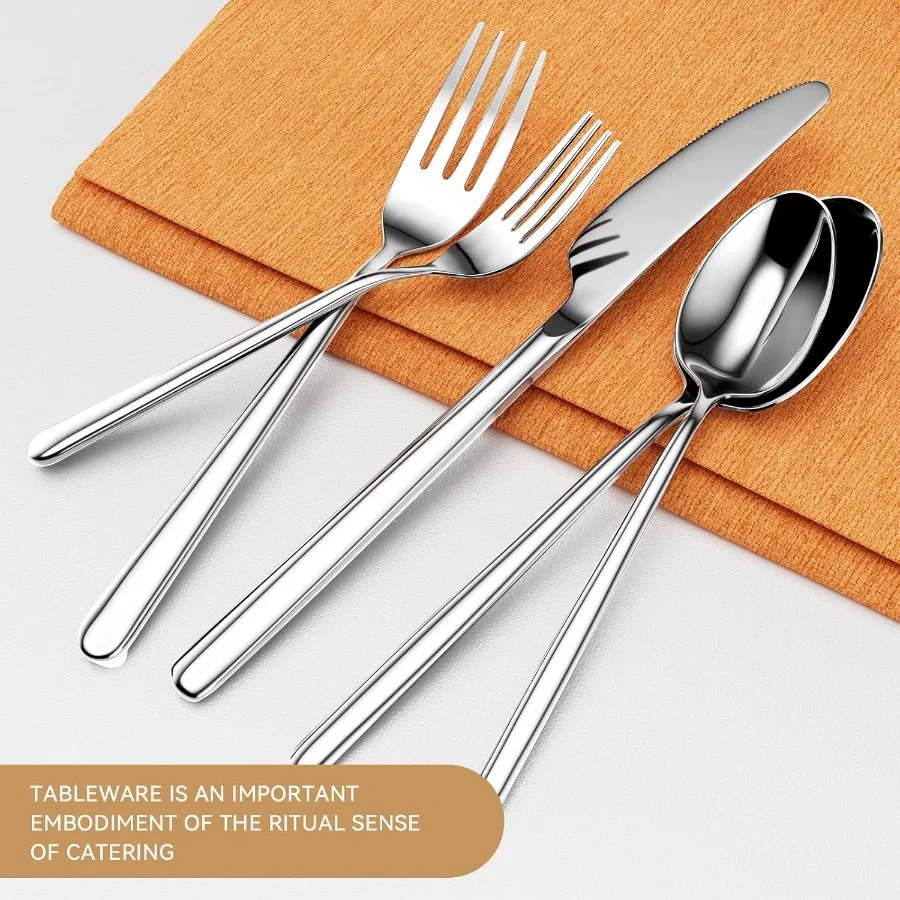 Oval 20Piece Silverware Set Forged Stainless Steel Flatware Set with European Design Mirror Polish Modern Cutlery Set Service f