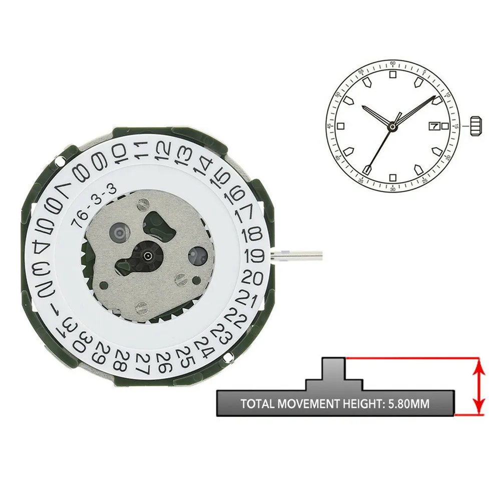 For Miyota Quartz Movement 2115 with Battery Standard 3 Hands/Needles Quartz Watch Mechanism Single Date-wheel 2115 Movement