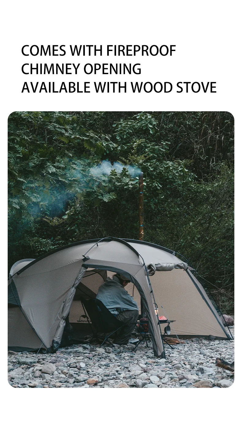 Naturehike Massif Hot Tent with Stove Jack Waterproof Windproof 4 Season Tent 2 Person Cold Weather Winter Tents for Camping