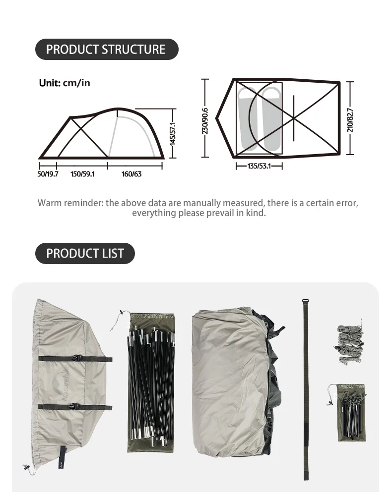 Naturehike Massif Hot Tent with Stove Jack Waterproof Windproof 4 Season Tent 2 Person Cold Weather Winter Tents for Camping