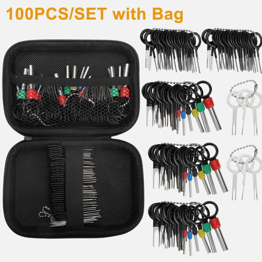 New 100 PCS Car Terminal Removal Repair Tools Electrical Wiring Crimp Connector Pin Extractor Kit Keys Automotive Plug Pullers