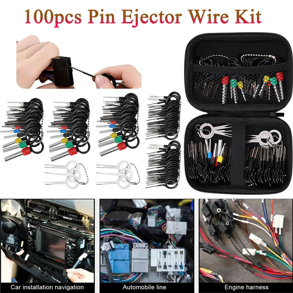 New 100 PCS Car Terminal Removal Repair Tools Electrical Wiring Crimp Connector Pin Extractor Kit Keys Automotive Plug Pullers