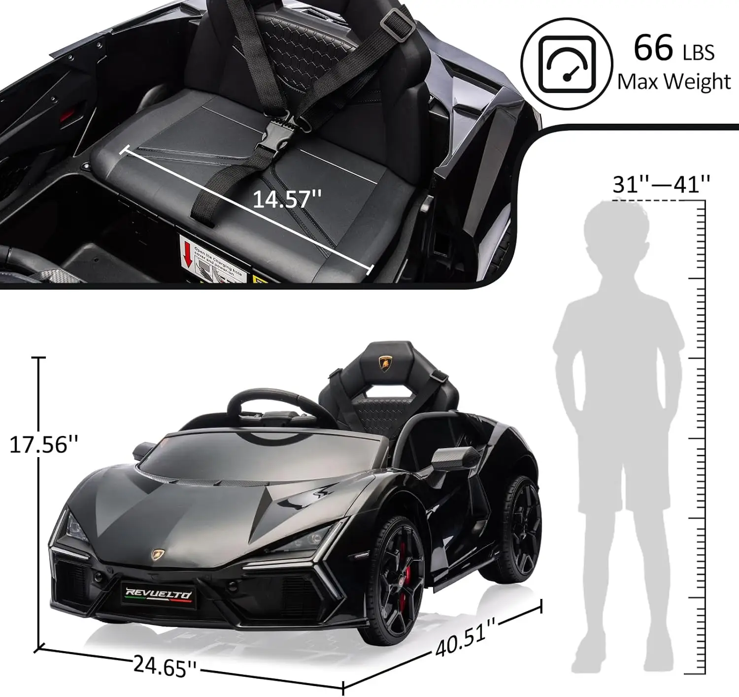 3-8 Years Ride On Car Toy for Kids Children Boys Girls Gift Electric Vehicle with Bluetooth USB Music Remote Control Headlight