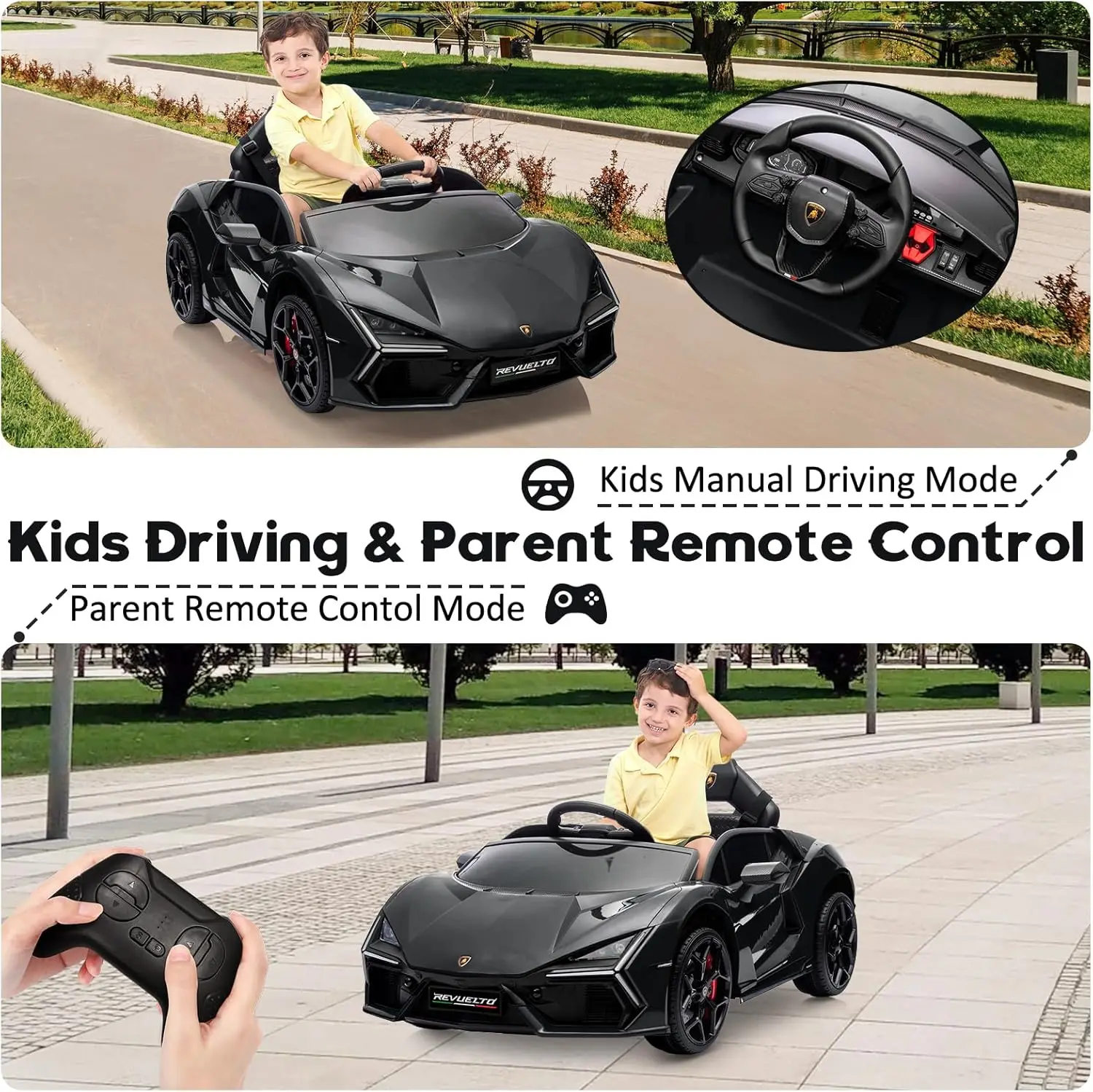 3-8 Years Ride On Car Toy for Kids Children Boys Girls Gift Electric Vehicle with Bluetooth USB Music Remote Control Headlight