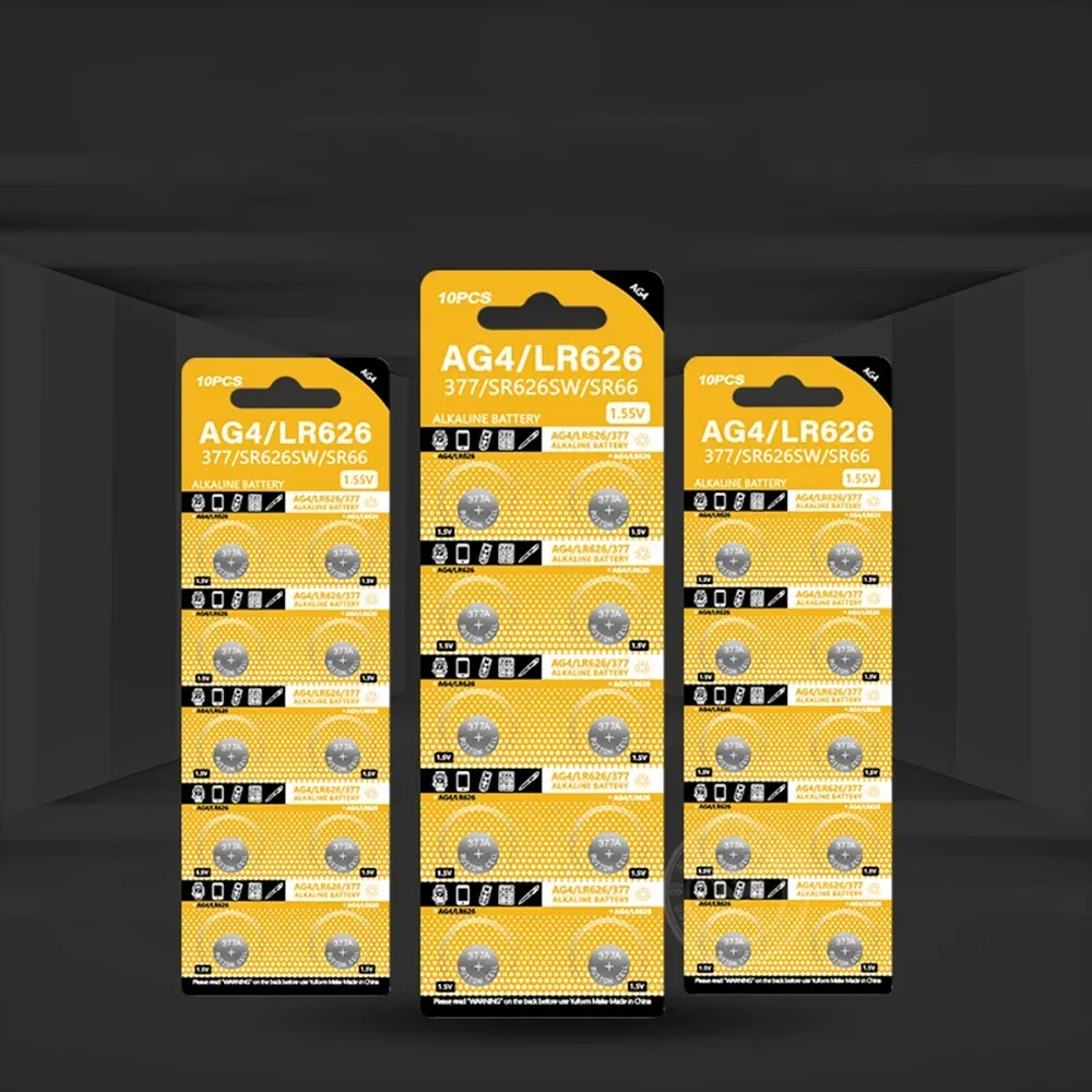 50-100PCS AG4 LR626 Alkaline Watch Battery 377 SR626 177 626A 377A CX66W For Toy Calculator Car Key Clock Button Cell