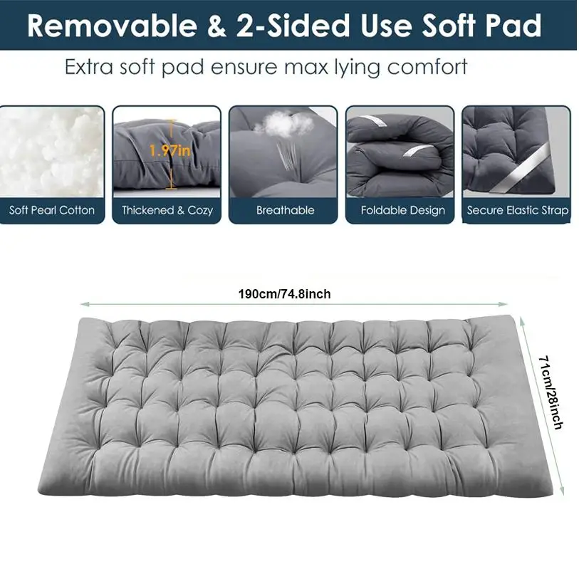Foldable Portable Bed, Outdoor Garden Lounge Chair with Pearl Foam Mattress