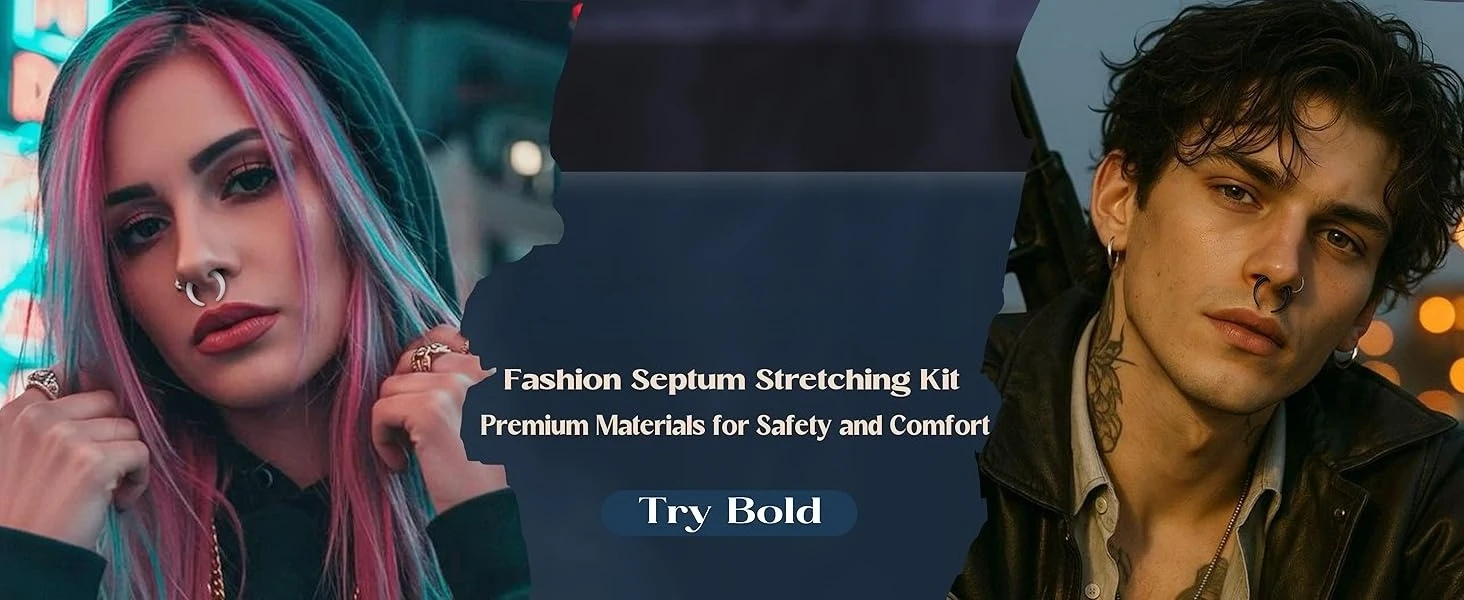 Septum Stretcher Set Stainless Steel Acrylic Tapers Pinchers for Women Men Round Septum Piercing Jewellry 14G-6G Ring Kit