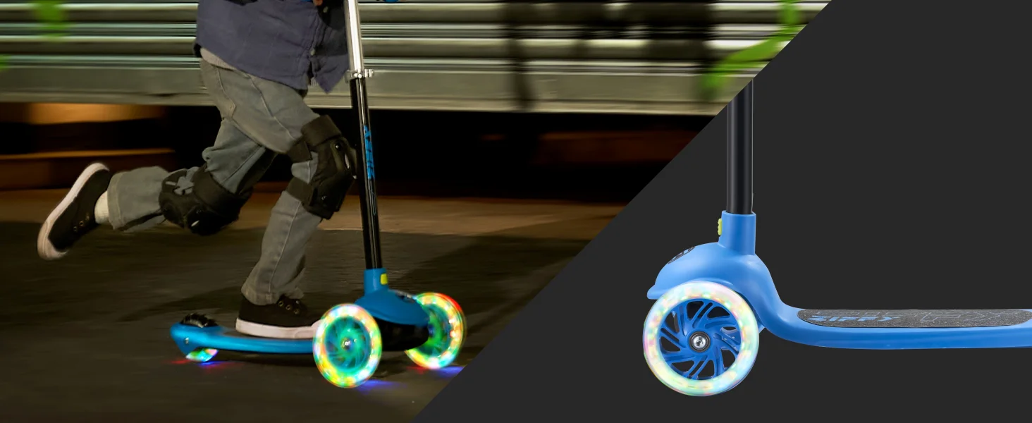 Joyfy Kids Multicolor 3 Wheel Scooter Toddler Kick Scooters with LED Light-Up Wheels for Boys and Girls Gift 5 Adjustable Height