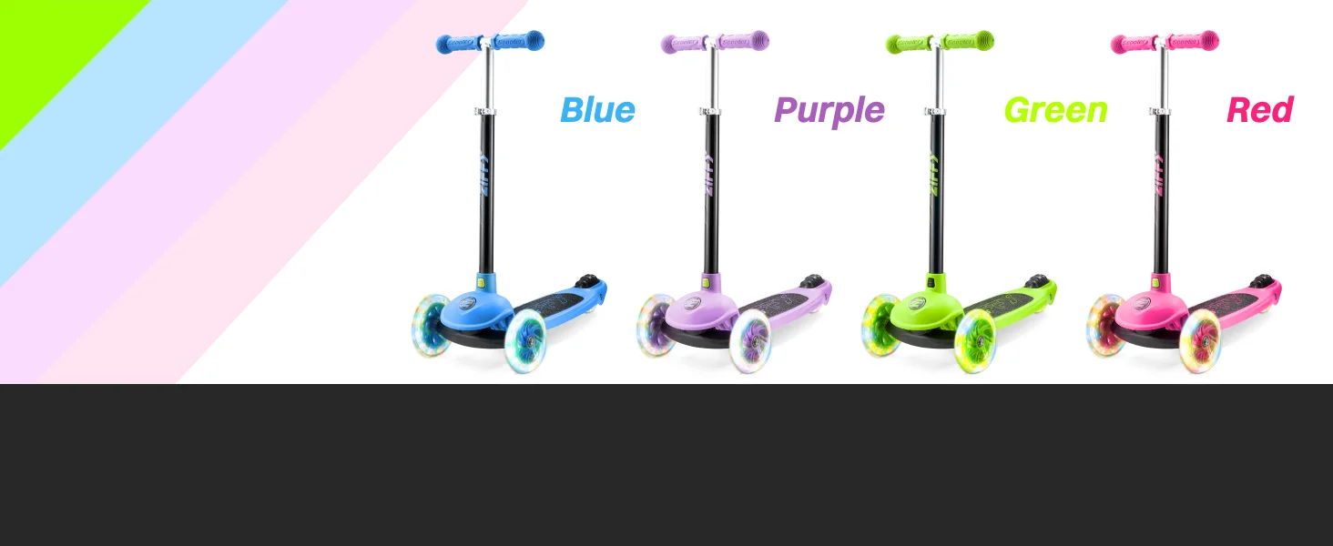 Joyfy Kids Multicolor 3 Wheel Scooter Toddler Kick Scooters with LED Light-Up Wheels for Boys and Girls Gift 5 Adjustable Height