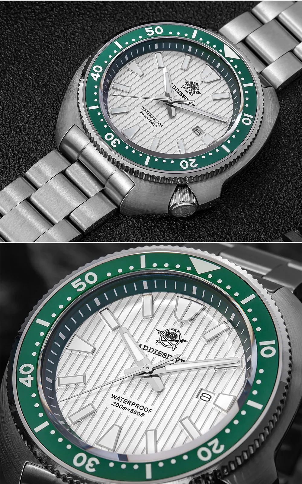ADDIESDIVE Hot Men's Business Quartz Watch 200m Waterproof Ceramic Bezel BGW9 Super Luminous Luxury Men's Stainless Steel Watch