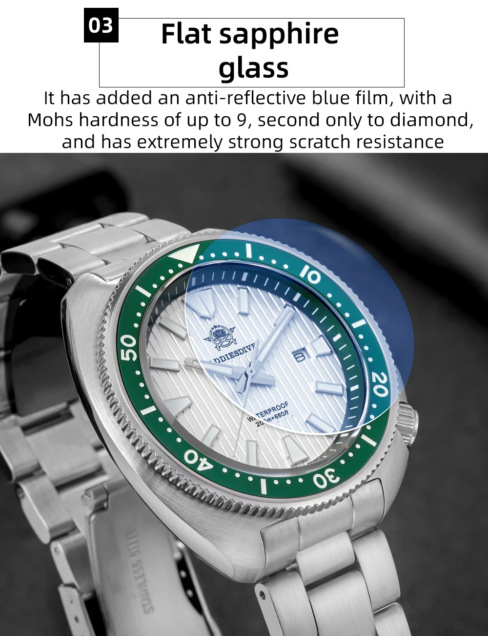 ADDIESDIVE Hot Men's Business Quartz Watch 200m Waterproof Ceramic Bezel BGW9 Super Luminous Luxury Men's Stainless Steel Watch