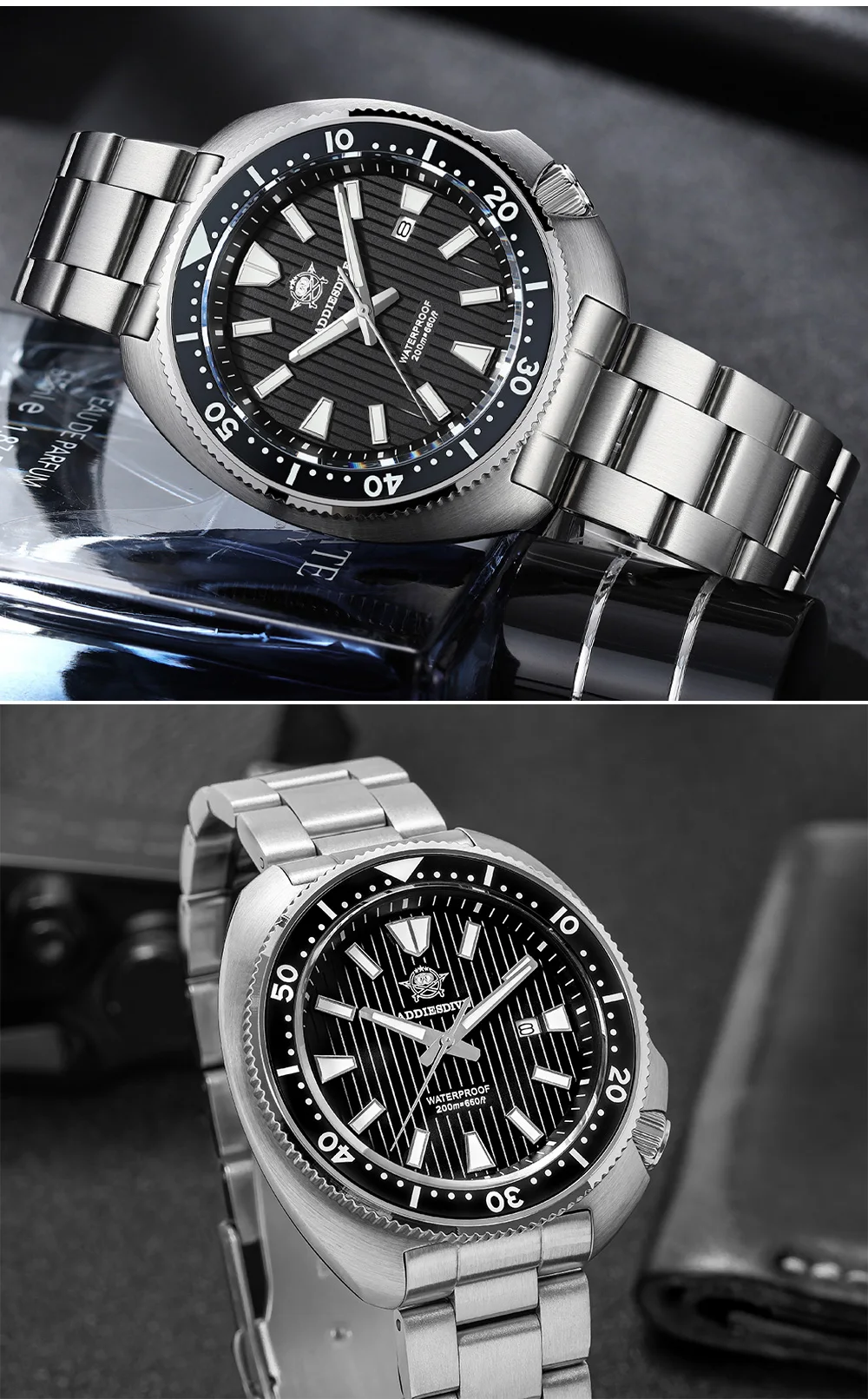 ADDIESDIVE Hot Men's Business Quartz Watch 200m Waterproof Ceramic Bezel BGW9 Super Luminous Luxury Men's Stainless Steel Watch