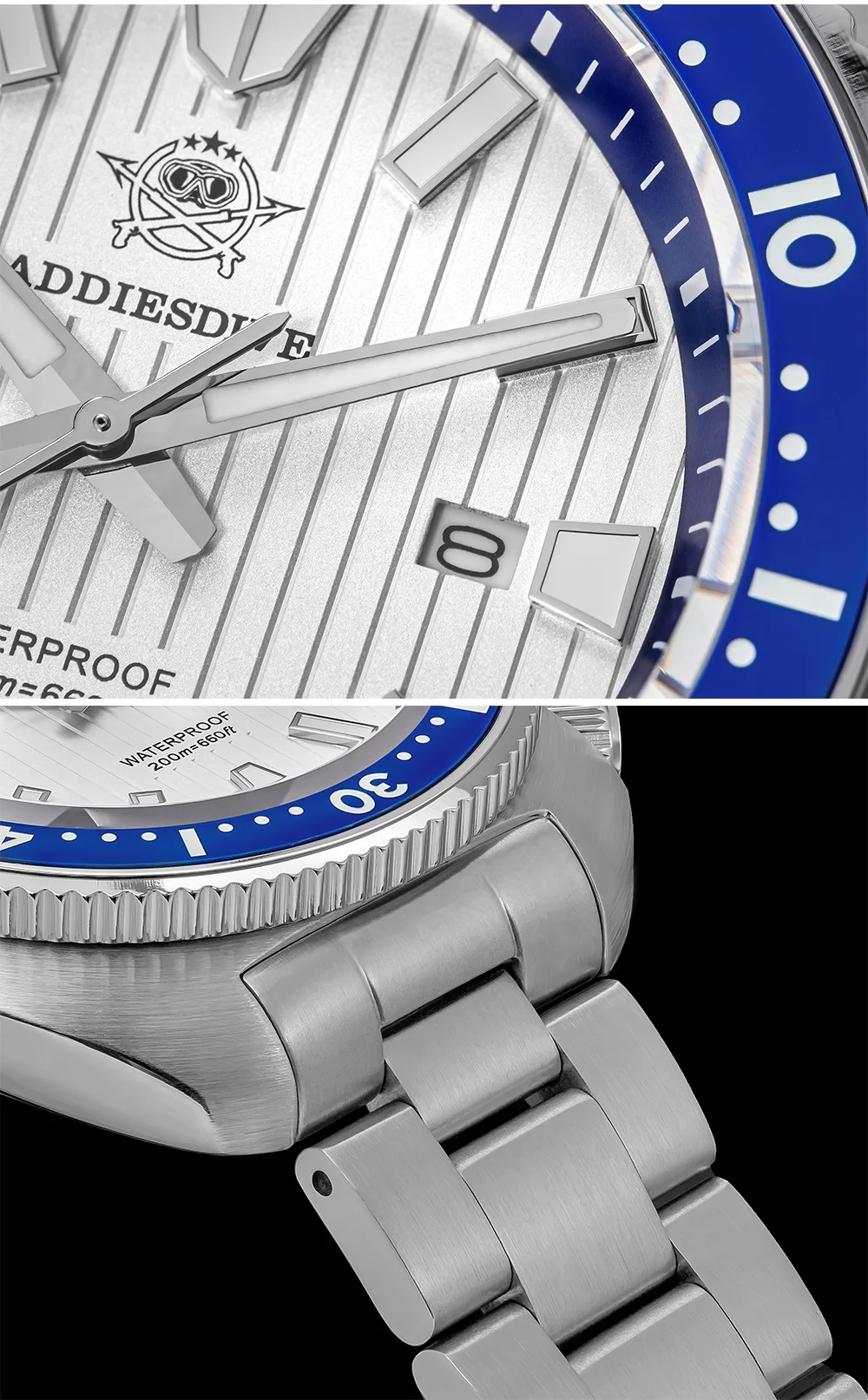 ADDIESDIVE Hot Men's Business Quartz Watch 200m Waterproof Ceramic Bezel BGW9 Super Luminous Luxury Men's Stainless Steel Watch