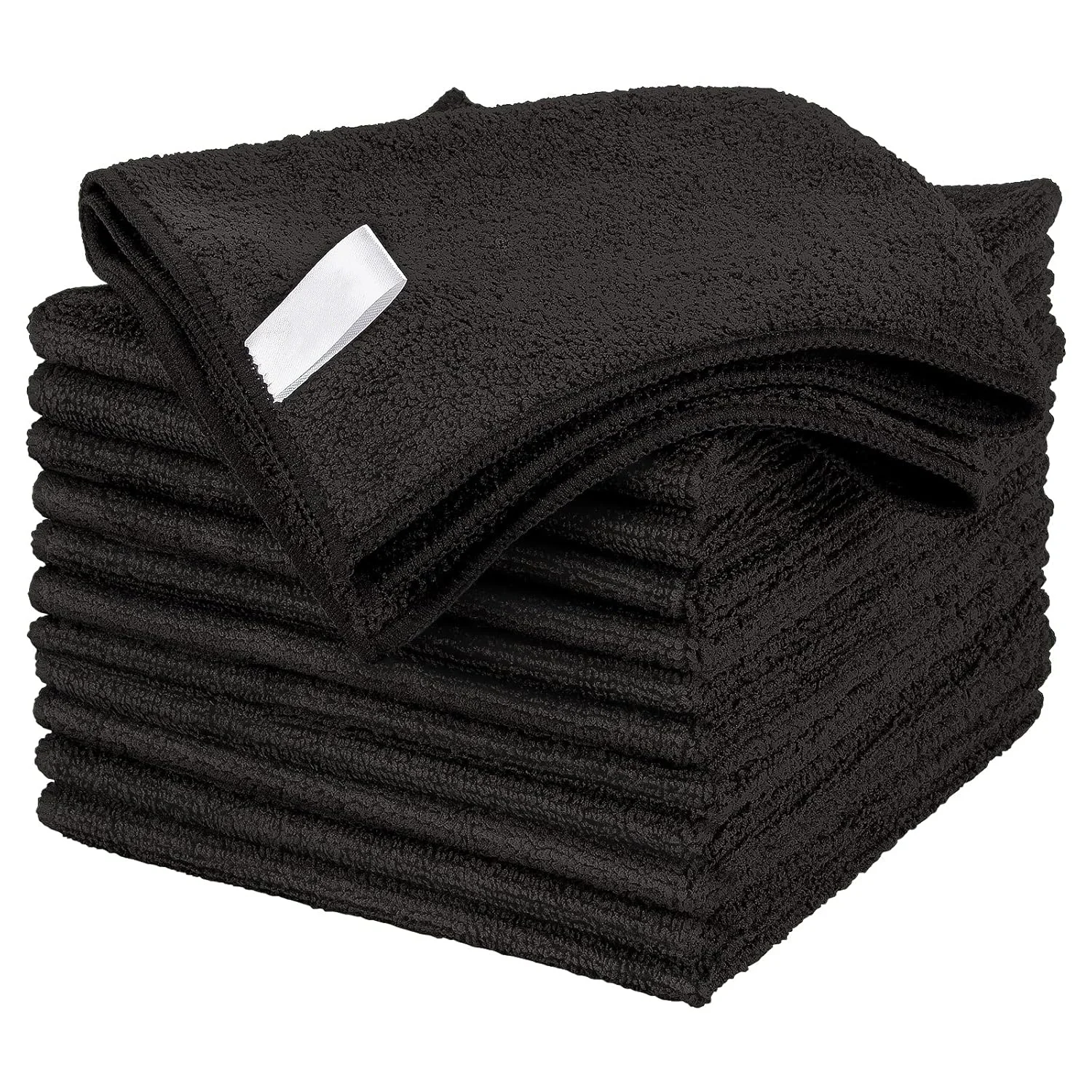 Microfiber Cleaning Cloth Pack of 12, All-Purpose Cleaning Towels, Streak Free Rags, Black 32x32 Cm