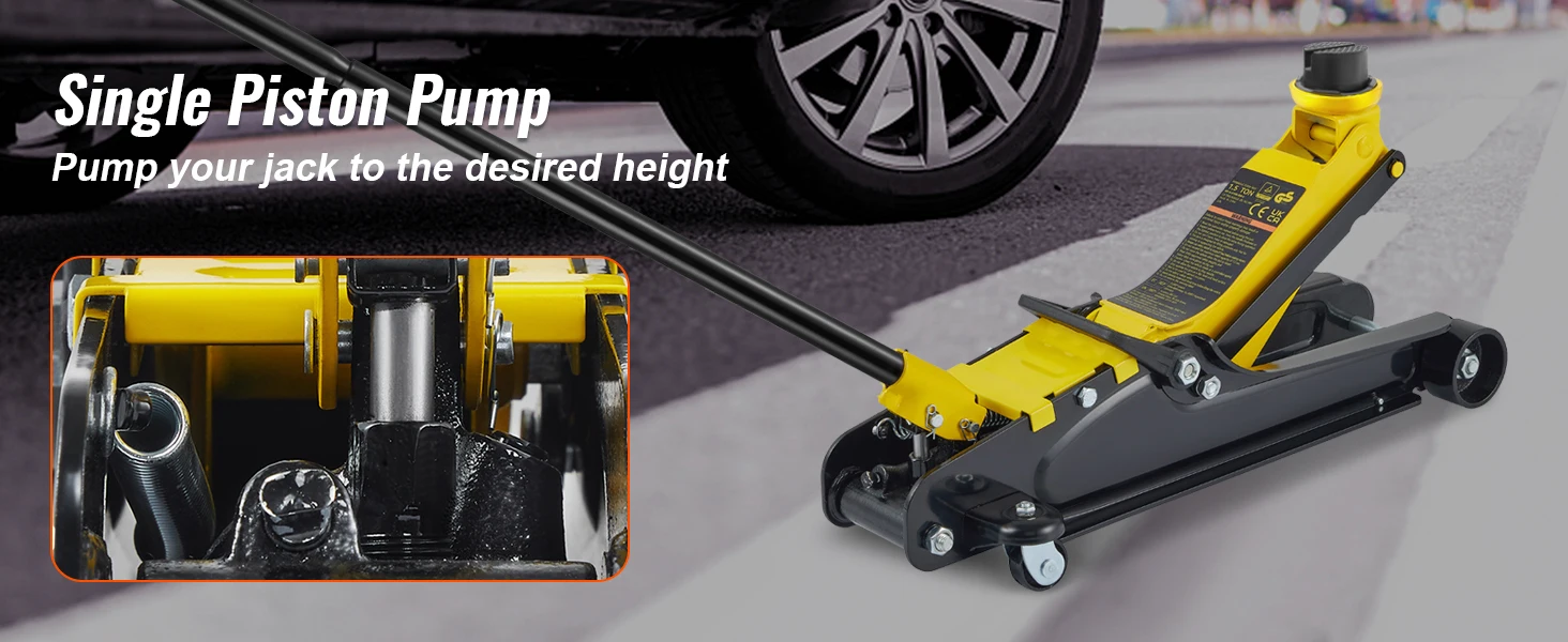 SucceBuy 2.5 Ton Floor Hydraulic Jack Pneumatic Low Profile Floor Jack Heavy-Duty Steel Floor Jacks with Single Piston Lift Pump