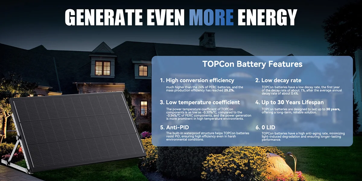 RVPOZWER 200W/400W/800W Solar Panels 18BB N-Type Mono Cells 25.5% High Efficiency PV Power for Home RV Charge Outdoor Off-Grid