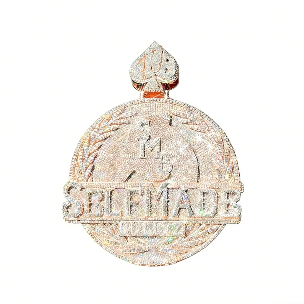 Hip-Hop Style Cuban Chain Pendant Necklace, 925 Sterling Silver Micro Inlaid Synthetic Zircon Pendant Neck, Party Gift
