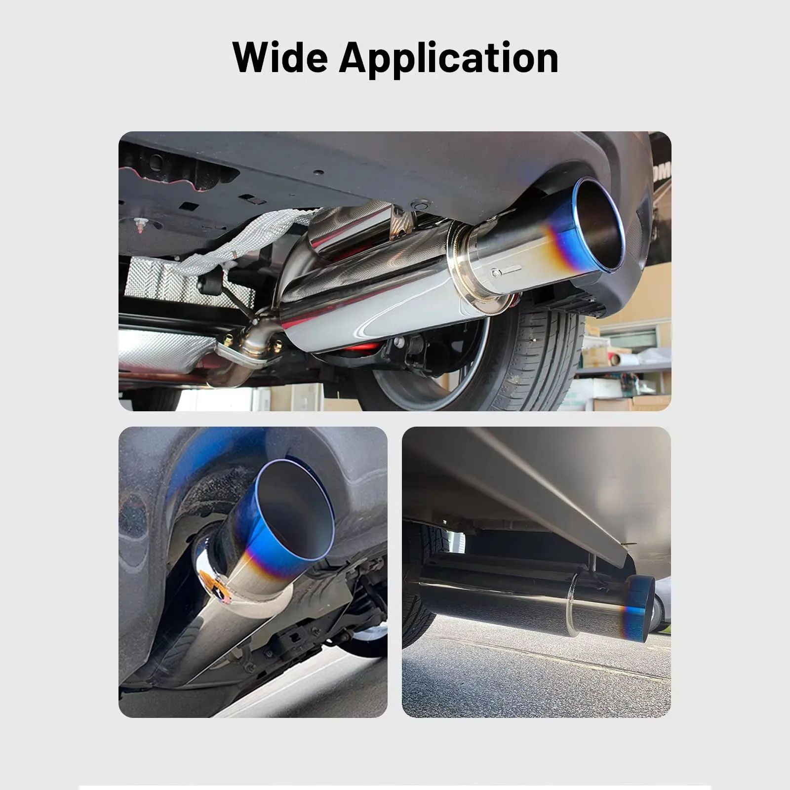 Universal Car Exhaust Pipe Muffler Tail Pipe High Quality Stainless Steel 50 57 63 76MM Inlet 76 101MM Outlet Length 381mm 469mm