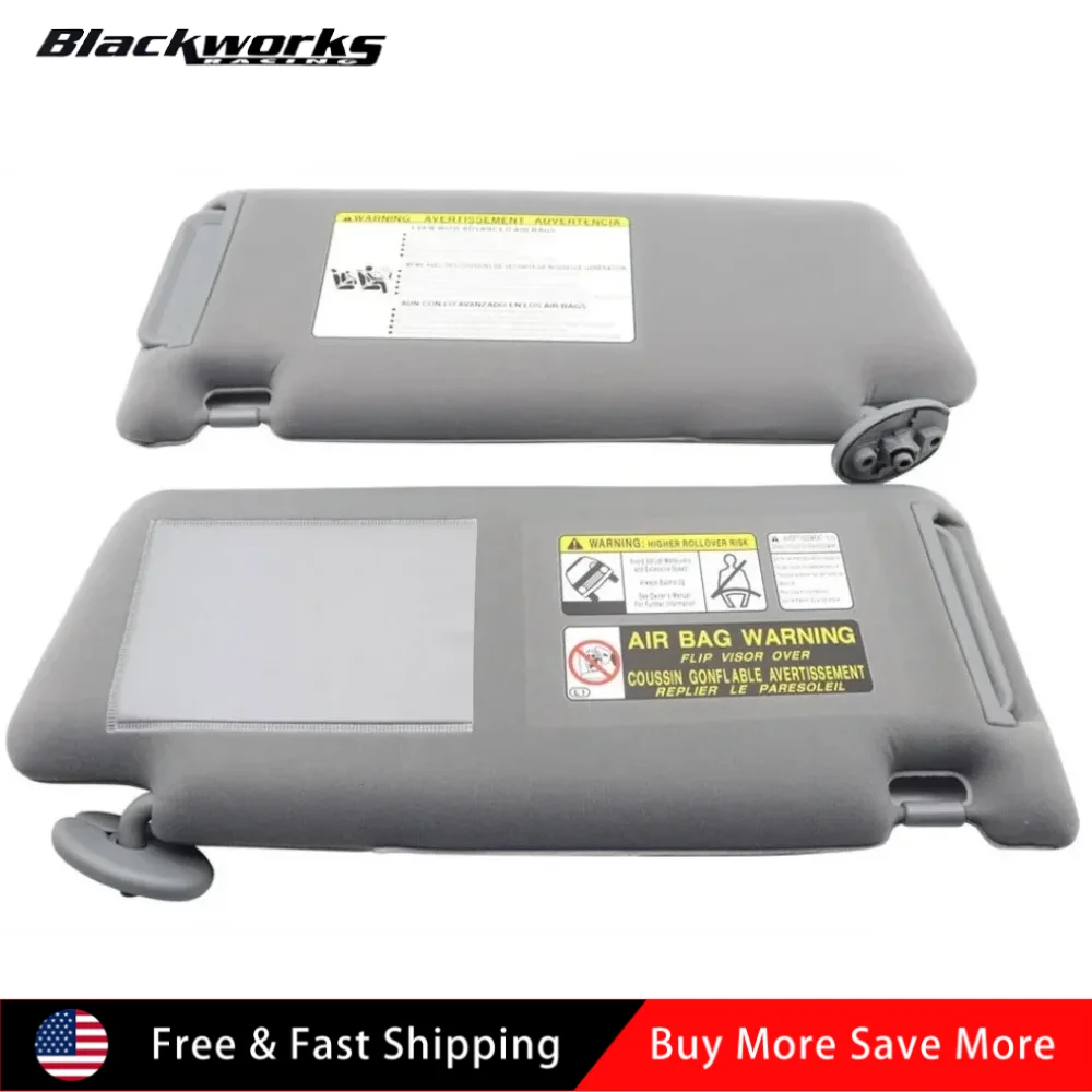 74320-04181-B1 74320-35B50-B0 74310-35C20-B0 2pcs Front Driver & Passenger Side Sun Visor Gray For 2005-2015 Toyota Tacoma