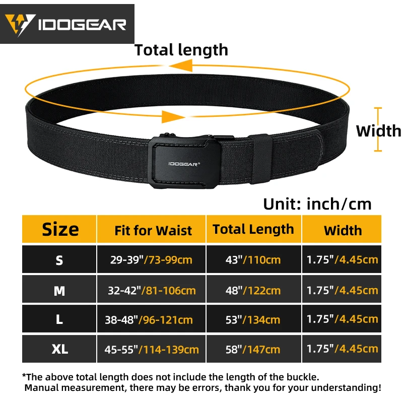 IDOGEAR SPORTS Quick-Adjust Tactical Ratchet Belt | Heavy-Duty 1.75" 1000D Nylon for EDC, CCW & Duty Use 3439