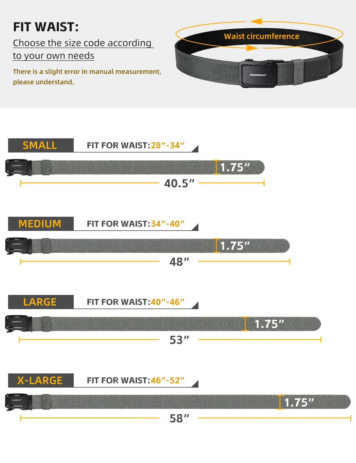 IDOGEAR SPORTS Quick-Adjust Tactical Ratchet Belt | Heavy-Duty 1.75" 1000D Nylon for EDC, CCW & Duty Use 3439