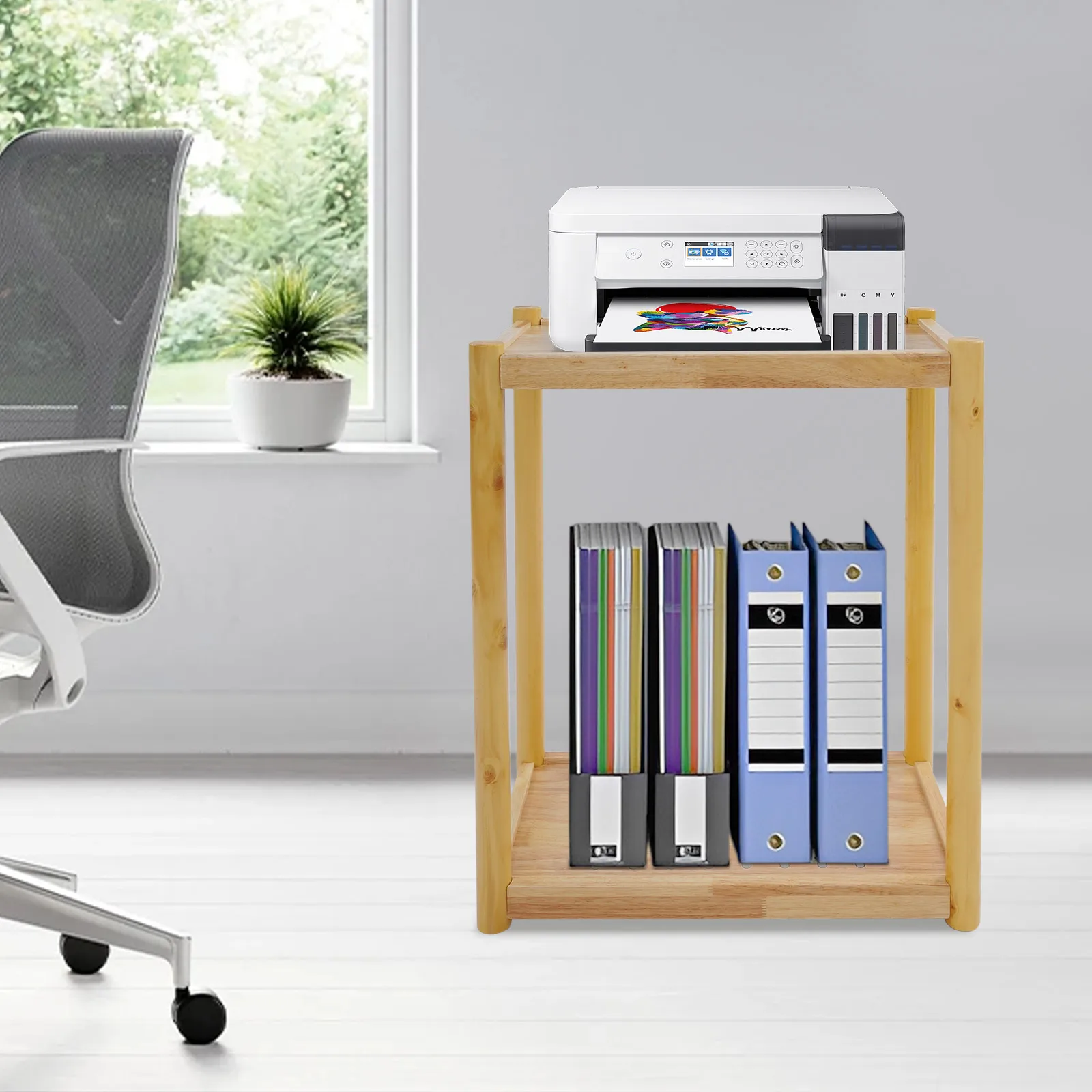Printer Stand 50*30*68cm Mobile Printer Table 20kg Load Capacity Under Desk Printer Cart for Bathrooms/Hallways/Bedrooms/Offices