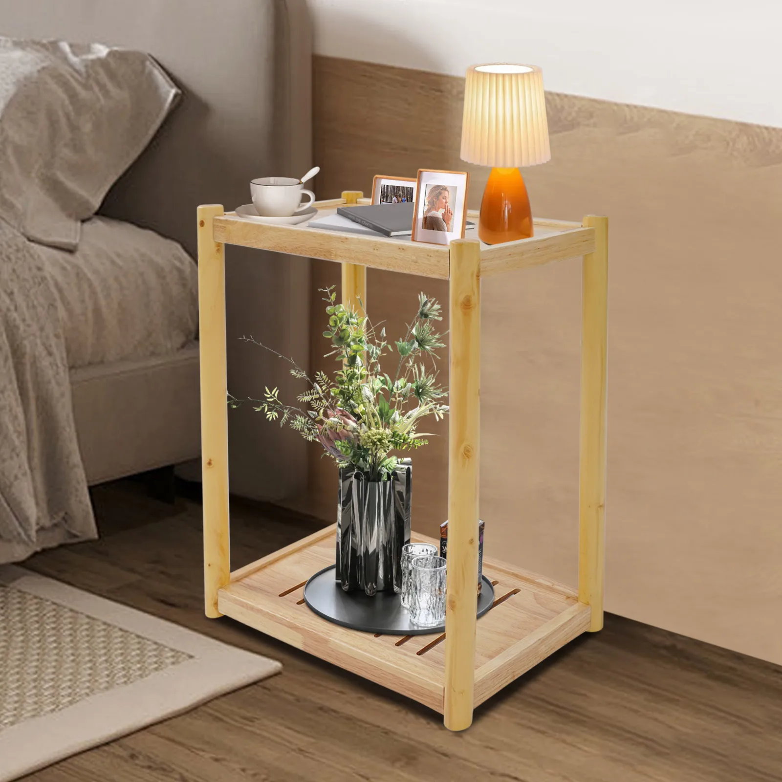 Printer Stand 50*30*68cm Mobile Printer Table 20kg Load Capacity Under Desk Printer Cart for Bathrooms/Hallways/Bedrooms/Offices