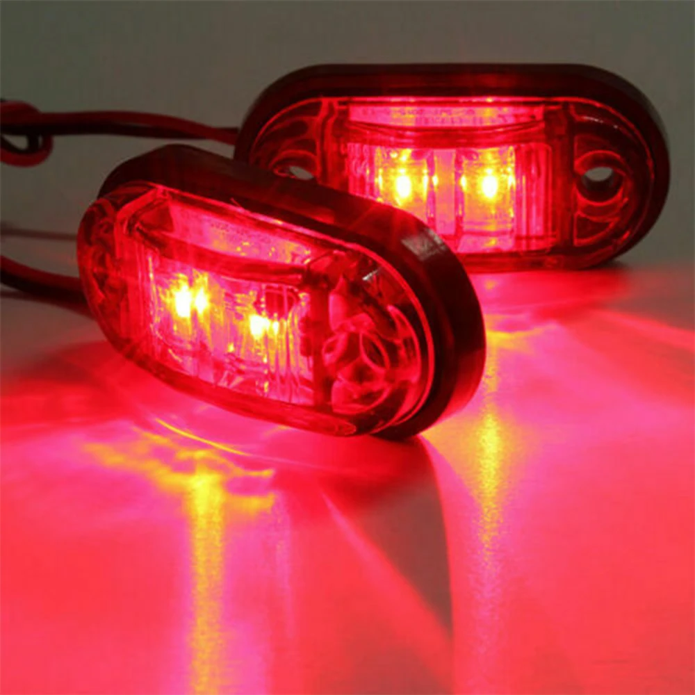 10Pcs Red/Amber Light Side Marker Lights Truck Trailer Turn Signal Light For Car Trucks Van Caravans Super Bright
