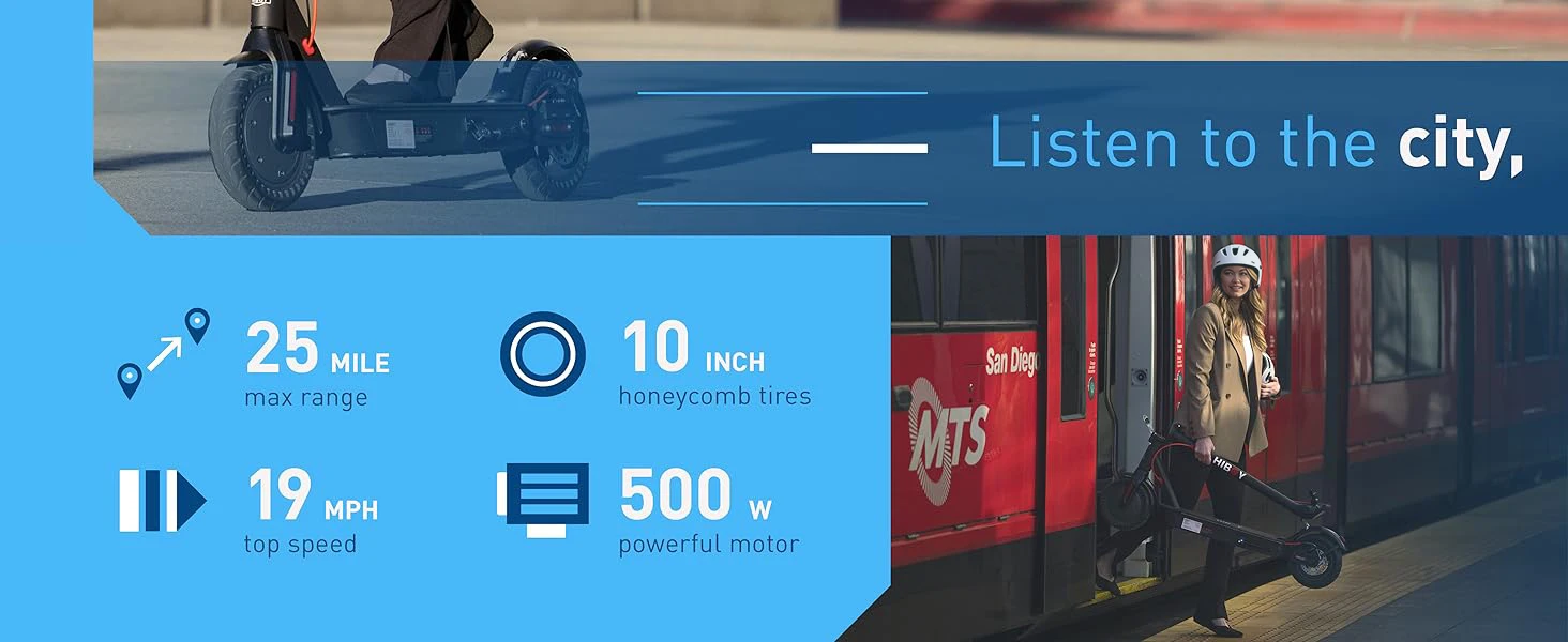 Hiboy KS4 Pro Electric Scooter 500W Powerful Motor, 10" Honeycomb Tires, Up to 25 Miles, 19 MPH Max Speed, Foldable for Easy Storage, Adults Favorite, Hiboy Smart App Control, LED Lights, Lightweight Design, Ideal for City Commuting & Off-Road Adventure