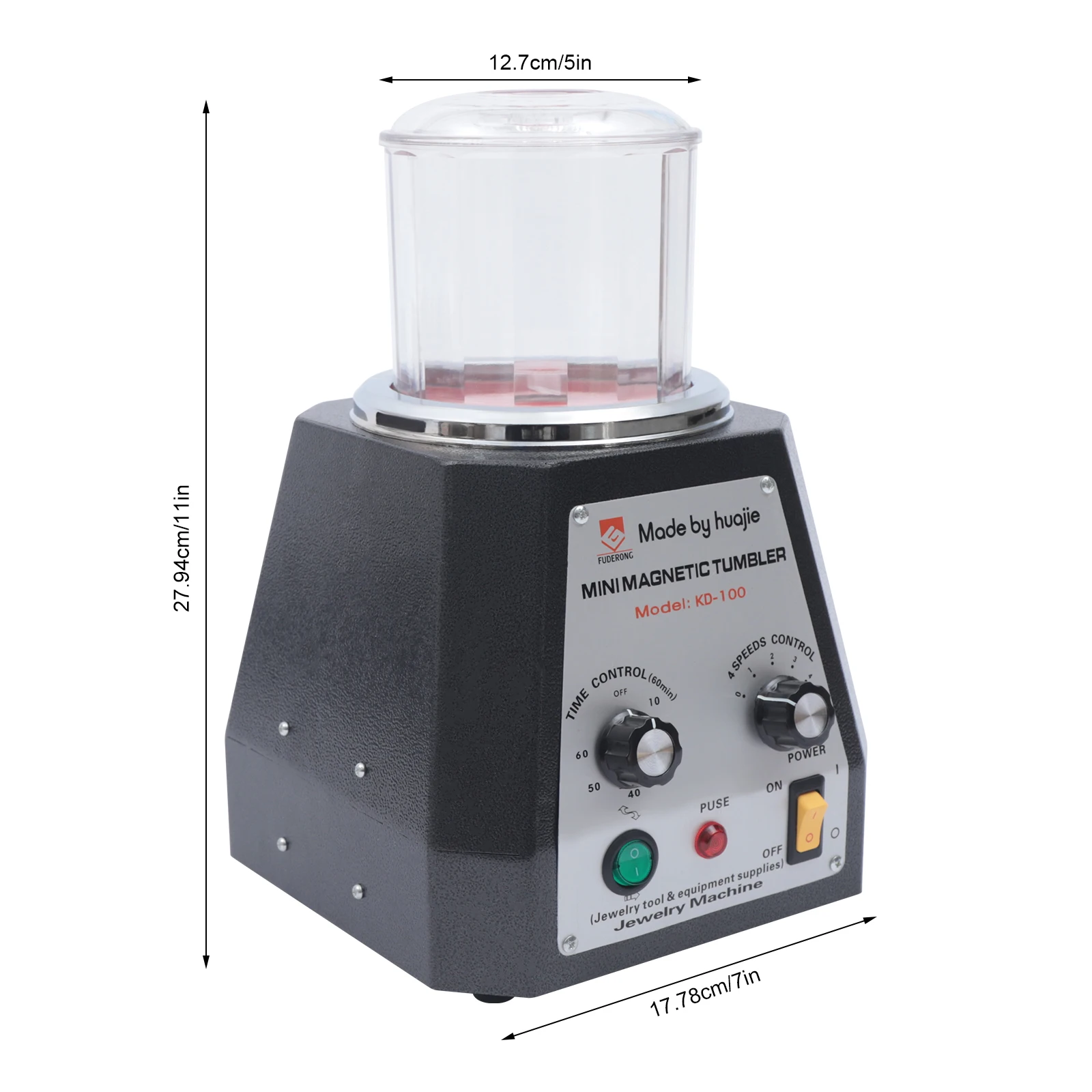 2000-3500 RPM Magnetic Polishing Machine 4 Speed Magnetic Tumbling Machine for Jewelry Metal Parts for Gold Silver Steel