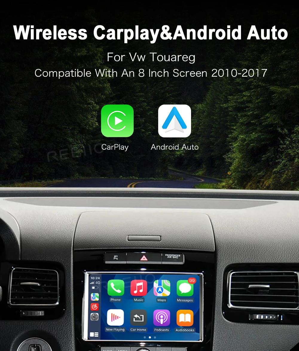 For Volkswagen Touareg RNS850 2010-2018 Wireless CarPlay Interface Android Auto with Voice Control Mirror Link GPS BT Functions