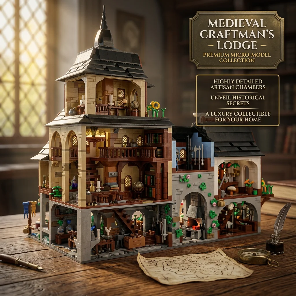 Barweer Medieval Towns Building Blocks Set 3867PCS European Style City Street View Village Architecture Modular Model Kit Construction Bricks Set Assembly Toys for Adults Gifts Home Decoration
