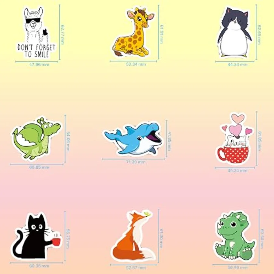 Water Bottle Stickers for : Waterproof Animal Design Assorted Colors No Duplicates Ideal for Classroom Rewards Party Favors Lap