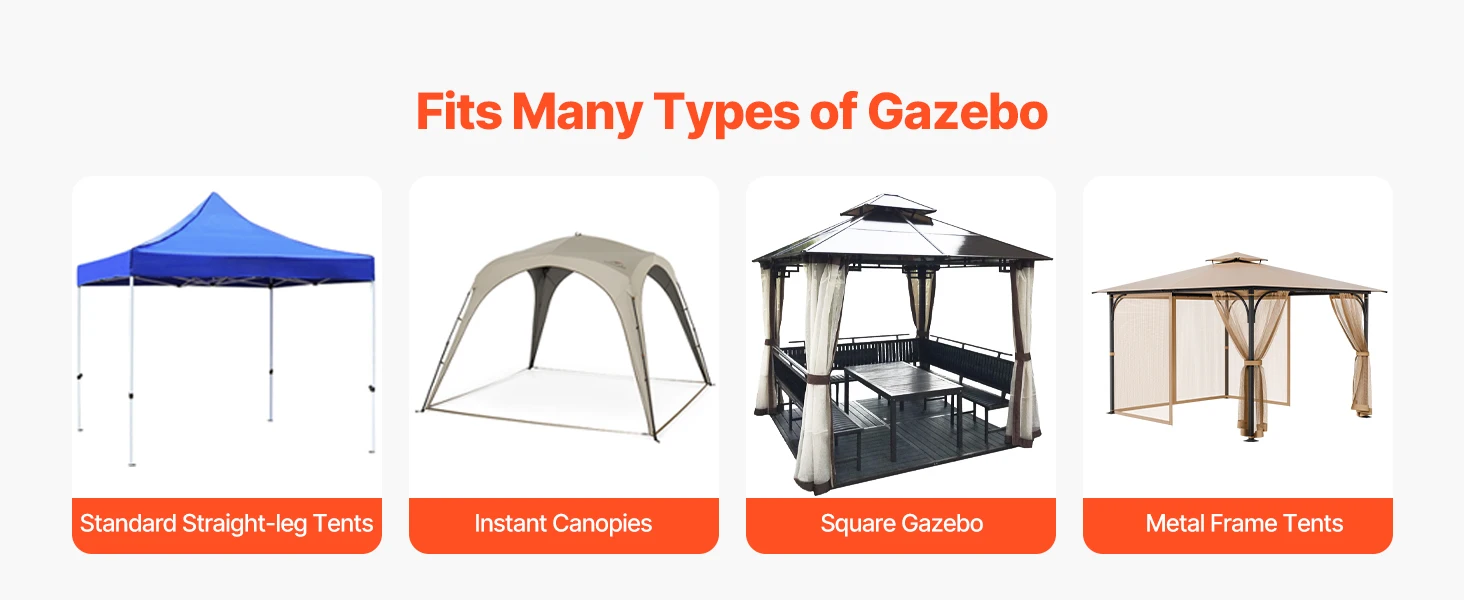 SucceBuy Gazebo Netting Replacement Fit Most 10 x 12 x 7FT Gazebo Curtain 4-Panel Sidewall Mesh Net Canopy Screen (Netting Only)