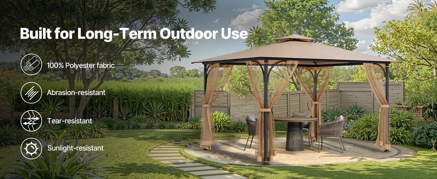 SucceBuy Gazebo Netting Replacement Fit Most 10 x 12 x 7FT Gazebo Curtain 4-Panel Sidewall Mesh Net Canopy Screen (Netting Only)